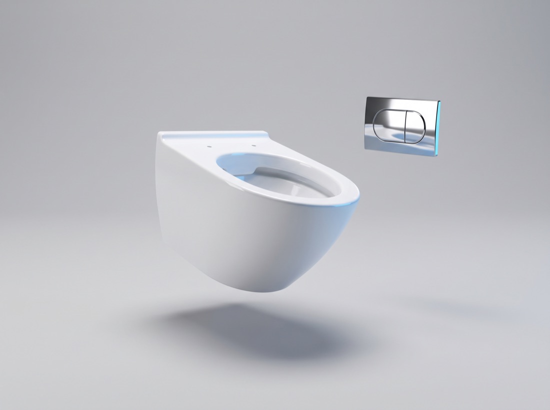 WC suspendu et plaque de commande : rénovation de salle de bain à Gradignan